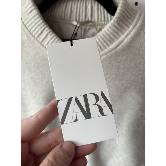 Zara Women's XL Cropped Bomber Jacket Cream Ivory NWT Chic Outerwear Varsity - Picture 4 of 7